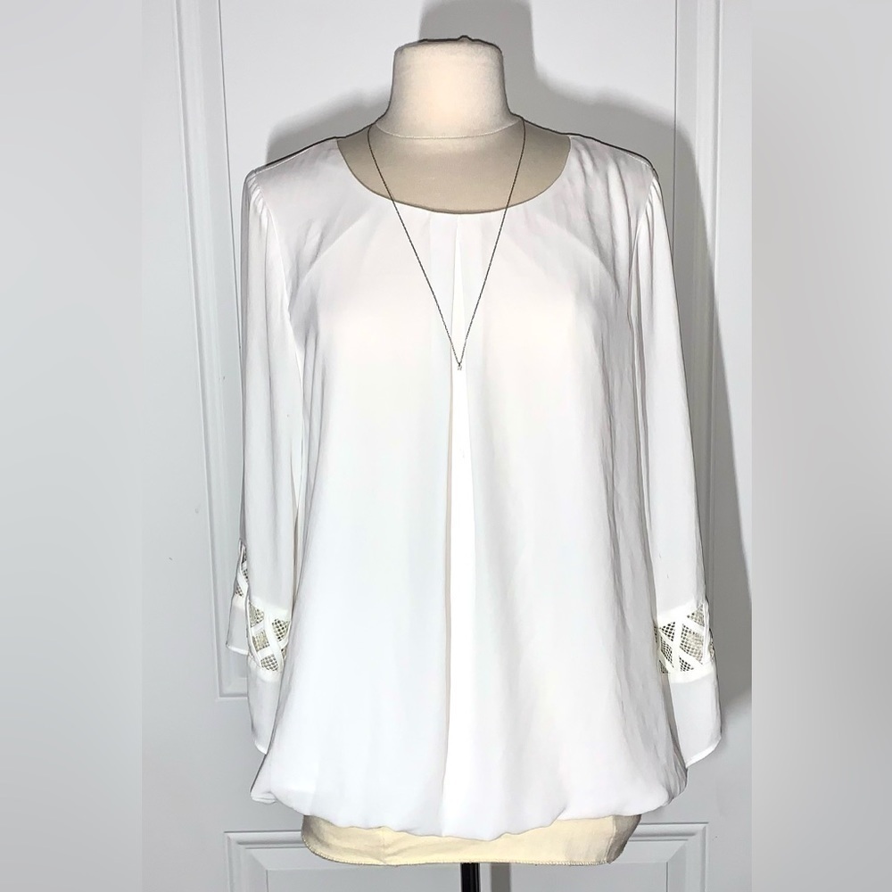 AB Studio Three-Quarter Blouse Size XL White